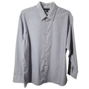 Structure (Fitted) Men's Light Blue/Grey‎ Long Sleeved Collared Shirt Size 2XL